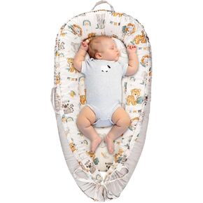 Baby Lounger Cover for Boys Girls, Reversible Baby Nest Cover, Adjustable Baby Lounger Replaceable Cover for Infant Newborn, Portable and Machine Washable, Cotton Gray Elephant Cover Only in Kuwait