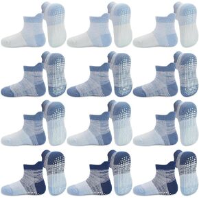 SkiBeaut Toddler Socks with Grips, 12 Pairs Kids Non-Slip Grippers Baby Boys Girls House Socks for Age 0-7 in Saudi Arabia