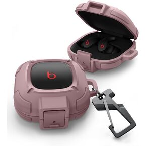 Dexnor Rugged Bumper Case for Beats Fit Pro (2021) Cases with Secure Lock, Shockproof Clear Cover with Carabiner & Keyring for Beats Fit Pro 2021 Black