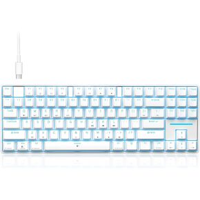 TMKB T87SE TKL Mechanical Gaming Keyboard, Quiet Linear Red Switch, LED Backlit, Programmable, Anti-Ghosting, Detachable USB-C, 75% Compact Wired Computer Keyboard for Windows/Laptop/PC - White