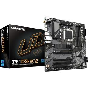 GIGABYTE B760 DS3H AX V2 LGA 1700 Intel B760 ATX Motherboard with DDR5, Dual M.2, PCIe 4.0, USB 3.2 Gen 2x2 Type-C, WiFi 6, 1GbE LAN, Q-Flash Plus, EZ-Latch