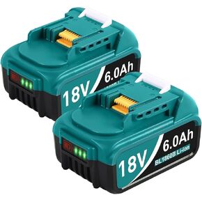 2Pack 18-Volt Replace for Makita 18V Battery BL1860B, Replacement Batteries Compatible with Makita BL1860 BL1820 1830B 1840B 1850B, Fit with Original Makita 18V Battery Chargers