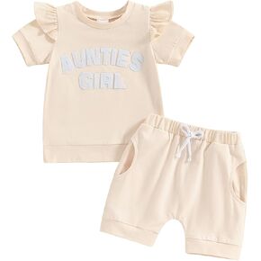 Toddlder Baby Girl Summer Clothes Daddys Mini Short Sleeve T Shirt Top Shorts Set Infant Daddys Bestie Clothes