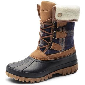 DREAM PAIRS Women's Winter Duck Boots Mid Calf Warm Insulated Faux Fur Lined Waterproof Lace Up Snow Boots