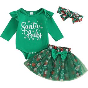 Karwuiio Baby Girl First Halloween Outfit Long Sleeve Romper Tops with Tulle Skirt 3Pcs Infant Fall Clothes Sets