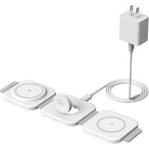 Wireless Charging Station for Apple Multiple Devices - 3 in 1 Foldable Magnetic Wireless Charger - Travel Charging Pad for iPhone 15 14 13 12 Pro Max Plus Watch & AirPods (Black)