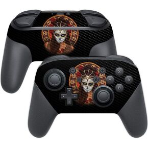 MightySkins Carbon Fiber Skin for Nintendo Switch Pro Controller - Dia De Muertos | Protective, Durable Textured Carbon Fiber Finish | Easy to Apply, Remove, and Change Styles | Made in The USA