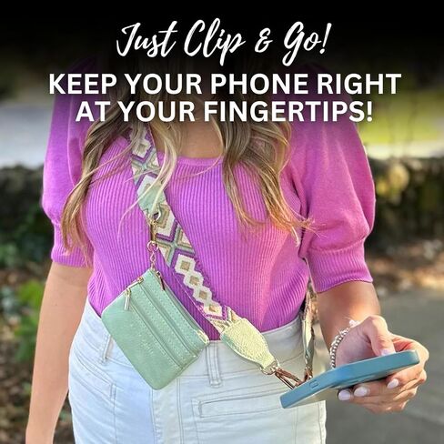 Clip & Go Phone Strap (Cream - Cream Pouch) – Crossbody Phone Chain with Zipper Wallet Pouch – Phone Lanyard for Around the Neck, Phone Wallet, and Cell Phone Holder Badge in Saudi Arabia
