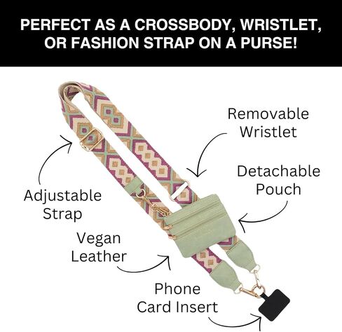 Clip & Go Phone Strap (Cream - Cream Pouch) – Crossbody Phone Chain with Zipper Wallet Pouch – Phone Lanyard for Around the Neck, Phone Wallet, and Cell Phone Holder Badge in Saudi Arabia