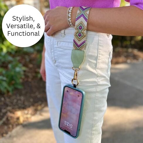 Clip & Go Phone Strap (Cream - Cream Pouch) – Crossbody Phone Chain with Zipper Wallet Pouch – Phone Lanyard for Around the Neck, Phone Wallet, and Cell Phone Holder Badge in Saudi Arabia