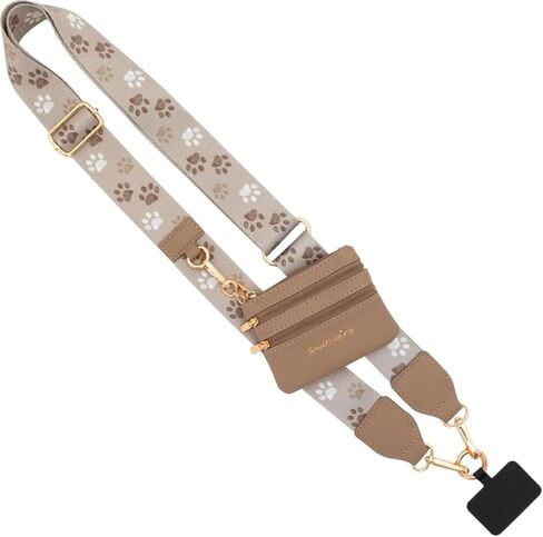 Clip & Go Phone Strap (Cream - Cream Pouch) – Crossbody Phone Chain with Zipper Wallet Pouch – Phone Lanyard for Around the Neck, Phone Wallet, and Cell Phone Holder Badge in Saudi Arabia