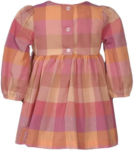 Bonnie Jean Thanksgiving Dress - Buffalo Check Pumpkin Smocked Dress with Headband for Baby, Toddler, Little Girls in Saudi Arabia