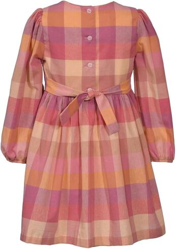 Bonnie Jean Thanksgiving Dress - Buffalo Check Pumpkin Smocked Dress with Headband for Baby, Toddler, Little Girls in Saudi Arabia