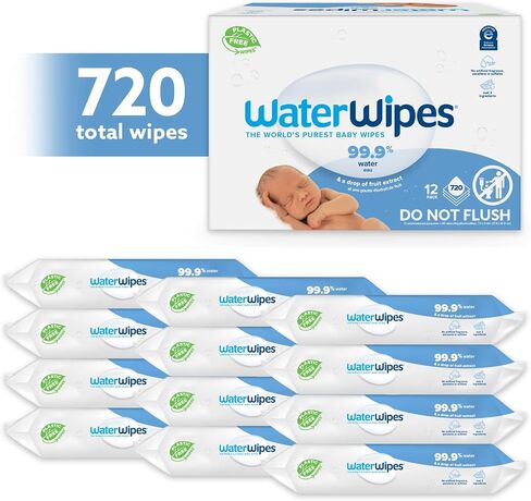 مناديل مبللة للأطفال أصلية خالية من البلاستيك من WaterWipes، مناديل مبللة مائية بنسبة 99.9%، غير معطرة ولا تسبب الحساسية للبشرة الحساسة، عدد 1080 (18 عبوة) in Kuwait