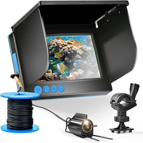 Fish Finder Underwater Fishing Camera, Infrared Night Vision, Wide Angle, IP65 Waterproof, with 5 Inch IPS Display, for Ice, River and Boat in Saudi Arabia