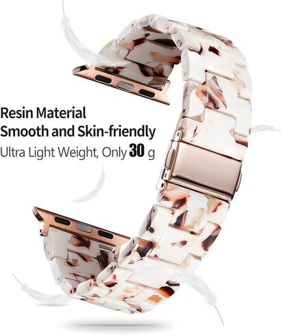Resin Watch Bands Compatible with Apple Watch Band 40mm 41mm 44mm 45mm iWatch Watch Strap with Glitter Bling Protective Case Cover Wristband for Apple Watch Series 8 7 SE SE2 6 5 4 in Kuwait