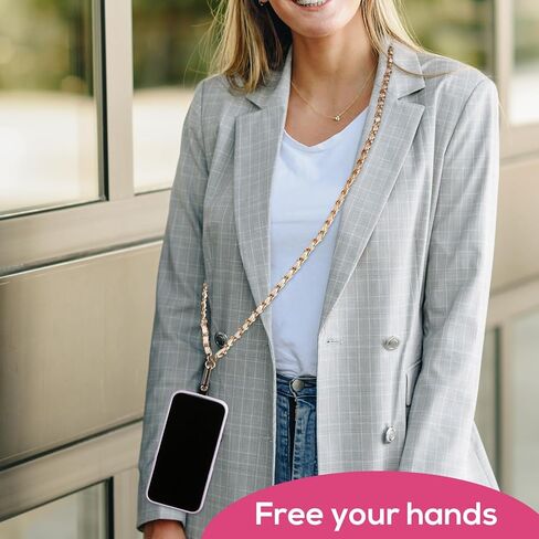 Universal Phone Lanyard, Metal Phone Chain Crossbody Strap with 2pcs Butterfly Phone Tether Tabs for Women Adjustable in Saudi Arabia