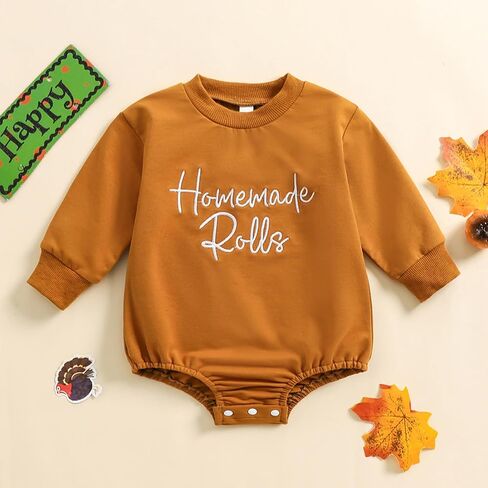 Thanksgiving Baby Girl Boy Outfit Newborn Bubble Romper Fall Winter Infant Long Sleeve Sweatshirt Top Cute Clothes in Saudi Arabia
