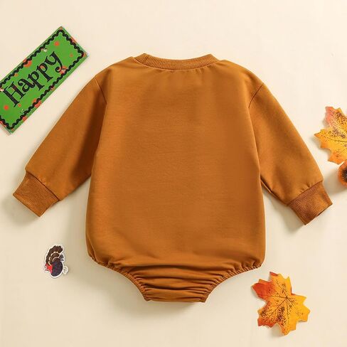 Thanksgiving Baby Girl Boy Outfit Newborn Bubble Romper Fall Winter Infant Long Sleeve Sweatshirt Top Cute Clothes in Saudi Arabia