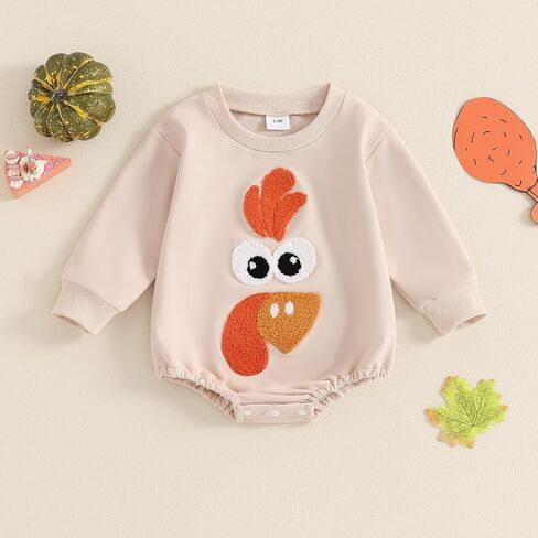 Thanksgiving Baby Girl Boy Outfit Newborn Bubble Romper Fall Winter Infant Long Sleeve Sweatshirt Top Cute Clothes in Saudi Arabia