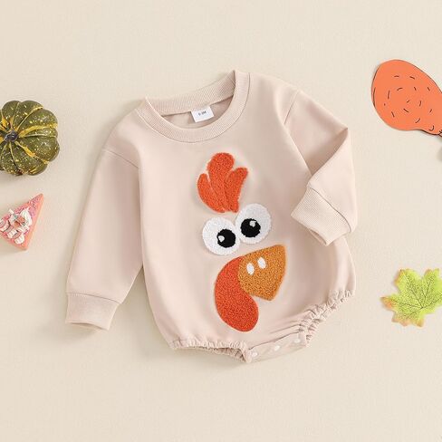 Thanksgiving Baby Girl Boy Outfit Newborn Bubble Romper Fall Winter Infant Long Sleeve Sweatshirt Top Cute Clothes in Saudi Arabia