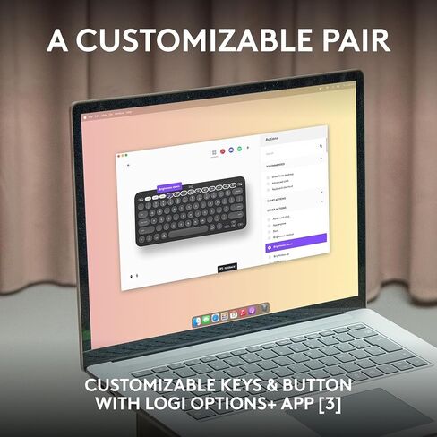 Logitech Pebble Keys 2 K380s for Mac, Wireless Keyboard, Slim, Quiet and Portable, Customizable, Bluetooth Keyboard, Easy-Switch, for macOS, iPadOS - Graphite (Renewed) in Saudi Arabia