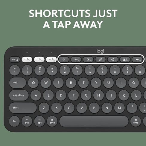 Logitech Pebble Keys 2 K380s for Mac, Wireless Keyboard, Slim, Quiet and Portable, Customizable, Bluetooth Keyboard, Easy-Switch, for macOS, iPadOS - Graphite (Renewed) in Saudi Arabia
