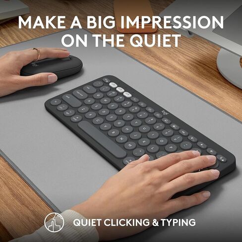 Logitech Pebble Keys 2 K380s for Mac, Wireless Keyboard, Slim, Quiet and Portable, Customizable, Bluetooth Keyboard, Easy-Switch, for macOS, iPadOS - Graphite (Renewed) in Saudi Arabia