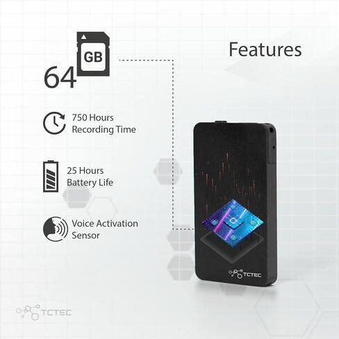 128GB TCTEC Digital Voice Recorder, Voice Activated Recorder with 1500 Hours Recording Capacity, Audio Noise Reduction, USB-C Recorder with Playback, Recording Device for Meeting, Lecture, Interview in Saudi Arabia