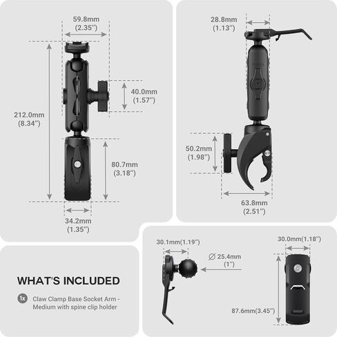 TUSITA Motorcycle ATV/UTV Mount Compatible with Garmin Handheld GPS - Claw Clamp Base, Medium Arm in Saudi Arabia