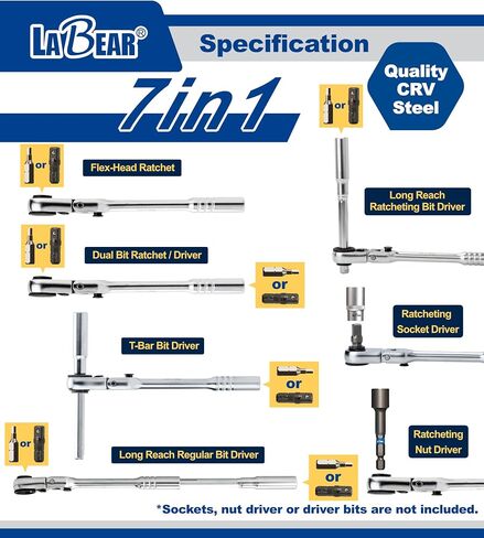 Flexible Dual Ratchet with 1/4" Square Drive & Magnetic Bit Drive in Saudi Arabia