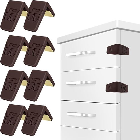 FYY Cabinet Locks for Babies - 8 Pack Child Proof Cabinet Locks Child Safety Locks for Cabinets Baby Proofing Angle Type Drawer Locks Latches with Strong Adhesive for Drawers Doors Cabinets in Saudi Arabia