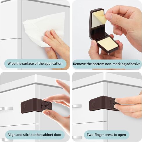 FYY Cabinet Locks for Babies - 8 Pack Child Proof Cabinet Locks Child Safety Locks for Cabinets Baby Proofing Angle Type Drawer Locks Latches with Strong Adhesive for Drawers Doors Cabinets in Saudi Arabia