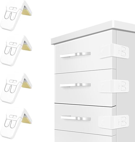 FYY Cabinet Locks for Babies - 8 Pack Child Proof Cabinet Locks Child Safety Locks for Cabinets Baby Proofing Angle Type Drawer Locks Latches with Strong Adhesive for Drawers Doors Cabinets in Saudi Arabia