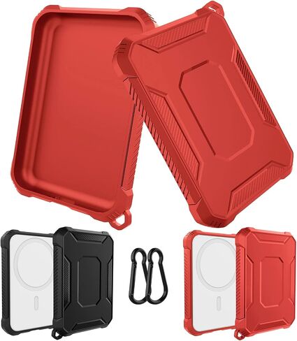 2 Pack Case Compatible with Magsafe Battery Pack Cover, GHIJKL Slim TPU Carbon Fiber Design Protective Case Cover with Keychain Anti-Shockproof Rugged Bumper Shell for Magsafe Battery Pack in Saudi Arabia