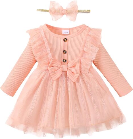 Toddler Baby Girl Dress Infant Girl Clothes Outfits Tulle Dresses Princess Wedding Dress for Baby Girls 3M to 3 Year in Kuwait