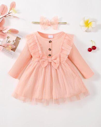Toddler Baby Girl Dress Infant Girl Clothes Outfits Tulle Dresses Princess Wedding Dress for Baby Girls 3M to 3 Year in Kuwait