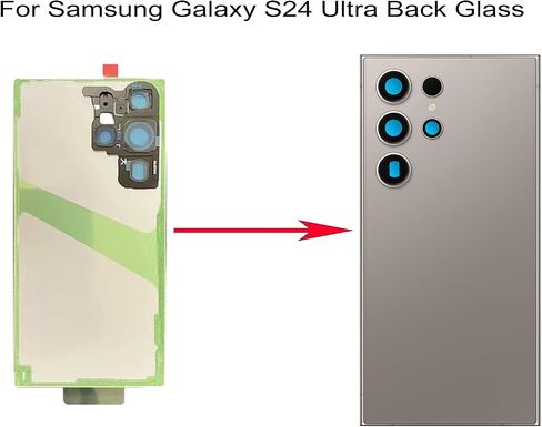 بديل زجاجي خلفي لهاتف Galaxy S24 Ultra لهاتف Samsung Galaxy S24 Ultra 5G غطاء زجاجي خلفي مع عدسة كاميرا مثبتة مسبقًا ولاصق + مجموعة أدوات إصلاح (رمادي داكن) محول من النوع C in Saudi Arabia