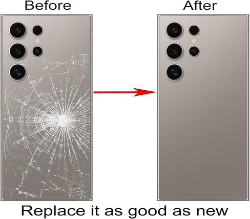 بديل زجاجي خلفي لهاتف Galaxy S24 Ultra لهاتف Samsung Galaxy S24 Ultra 5G غطاء زجاجي خلفي مع عدسة كاميرا مثبتة مسبقًا ولاصق + مجموعة أدوات إصلاح (رمادي داكن) محول من النوع C in Saudi Arabia