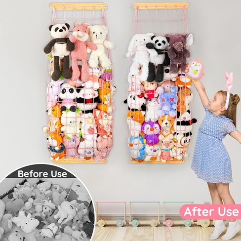 يونيكورن القلعة الحيوانات المحنطة تخزين خشبي أفخم لعبة التخزين المنظم الحيوانات المحشوة أرجوحة الفضاء حفظ الحيوانات المحشوة صافي حامل ديكور غرفة الاطفال in Kuwait