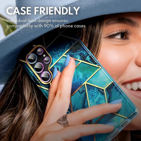 واقي عدسة الكاميرا i-Blason لهاتف Samsung Galaxy S23 Ultra، [زجاج مقسى 9H] غطاء كاميرا زجاجي رفيع للغاية مضاد للخدش [يتضمن أداة إزالة سهلة] (ذهبي) in Kuwait