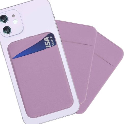 3 Pack Adhesive Phone Wallet Case Card Holder, Cell Phone Pocket Sleeve Stick on Back of Phones, Can Hold Credit/ID/Business Card for iPhone and All Smartphones - Pink in Kuwait