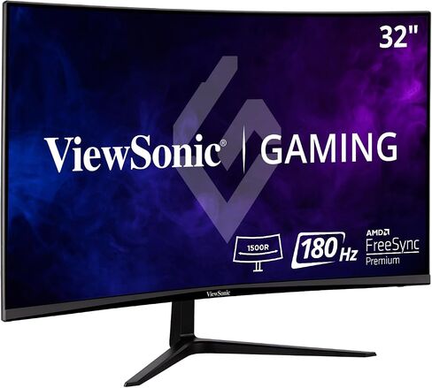 شاشة الألعاب فيوسونيك أومني VX3218C-2K مقاس 32 بوصة منحنية 1 مللي ثانية 1440 بكسل 165 هرتز مع تقنية FreeSync Premium والعناية بالعين ومنفذ HDMI ومنفذ العرض، أسود in Kuwait