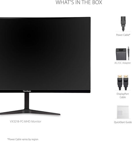 شاشة الألعاب فيوسونيك أومني VX3218C-2K مقاس 32 بوصة منحنية 1 مللي ثانية 1440 بكسل 165 هرتز مع تقنية FreeSync Premium والعناية بالعين ومنفذ HDMI ومنفذ العرض، أسود in Kuwait