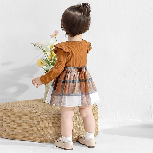 Weixinbuy Baby Girl Fall Winter Outfit Newborn Infant Ruffle Romper Dress with Headband Cute Baby Girl Clothes 0-18 Months in Kuwait
