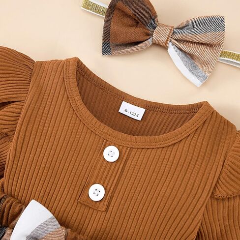 Weixinbuy Baby Girl Fall Winter Outfit Newborn Infant Ruffle Romper Dress with Headband Cute Baby Girl Clothes 0-18 Months in Kuwait