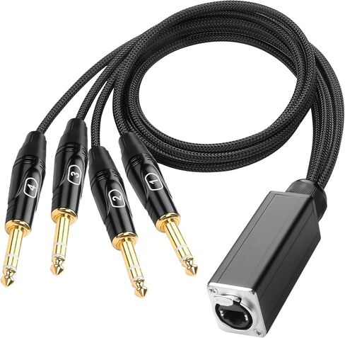 XMSJSIY 4 Channel Multi Audio Snake Box 4 * 6.35mm 1/4" TRS Stereo Female to RJ45 Ethercon Female Extender Over Cat5/6 Ethercon for Stage Sound and Recording Studio -1 Pcs in Saudi Arabia
