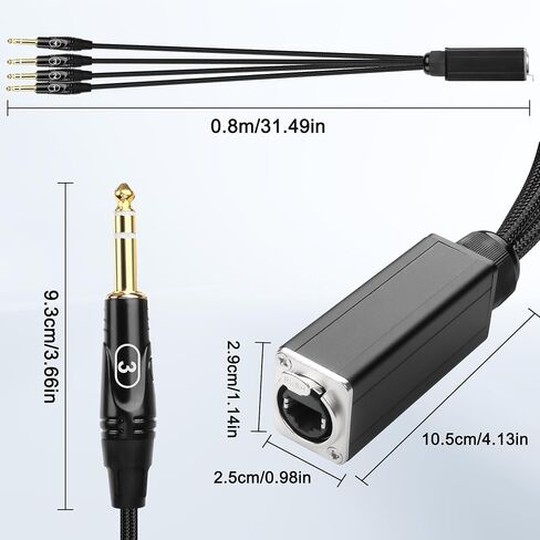 XMSJSIY 4 Channel Multi Audio Snake Box 4 * 6.35mm 1/4" TRS Stereo Female to RJ45 Ethercon Female Extender Over Cat5/6 Ethercon for Stage Sound and Recording Studio -1 Pcs in Saudi Arabia