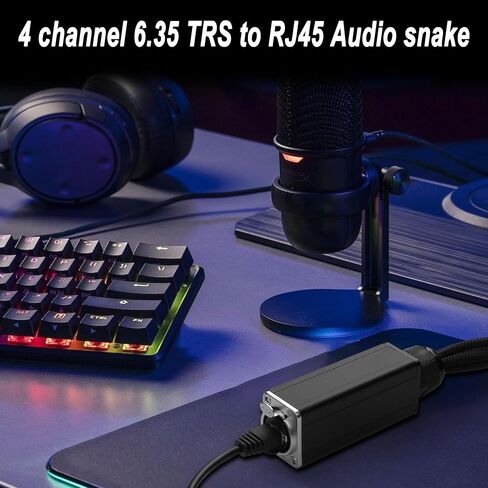 XMSJSIY 4 Channel Multi Audio Snake Box 4 * 6.35mm 1/4" TRS Stereo Female to RJ45 Ethercon Female Extender Over Cat5/6 Ethercon for Stage Sound and Recording Studio -1 Pcs in Saudi Arabia