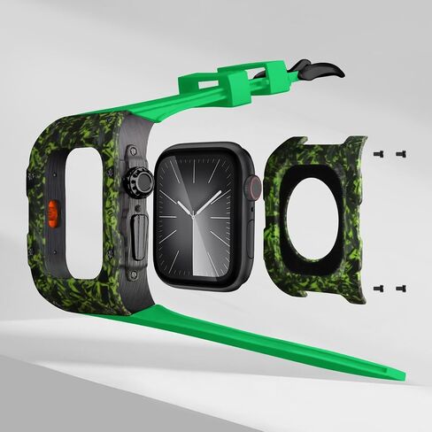 iWatch Band with Case Compatible with Apple Watch Ultra/Ultra2 49mm /45mm iWatch Series 9/8/7 Band Carbon Fiber Protective Cover Silicone Strap Smartwatch for Men iWatch Ultra Case in Saudi Arabia